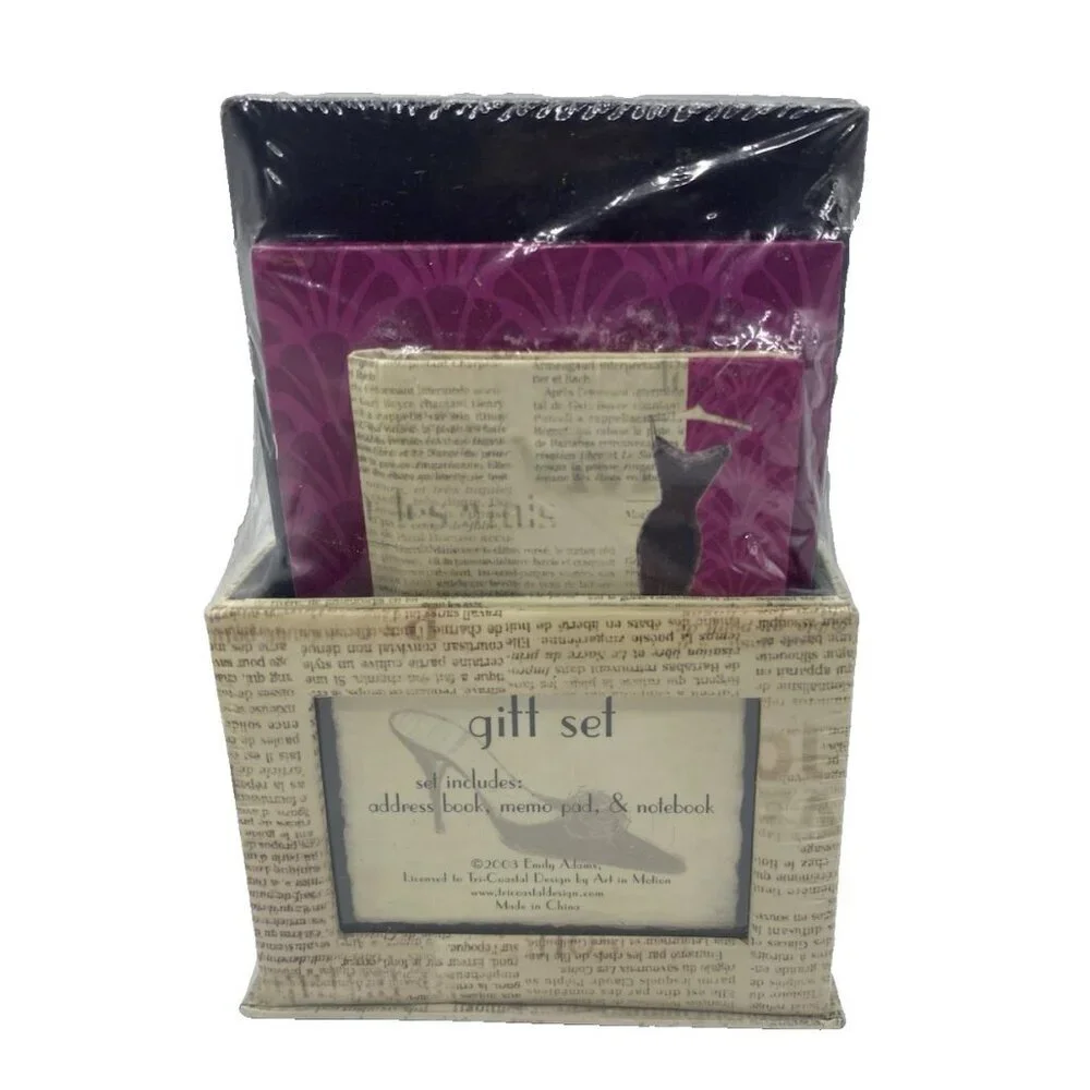 Emily Adams Adress Book Notebook Memo Pad Gift Set New NOS Vtg Stationery 2003